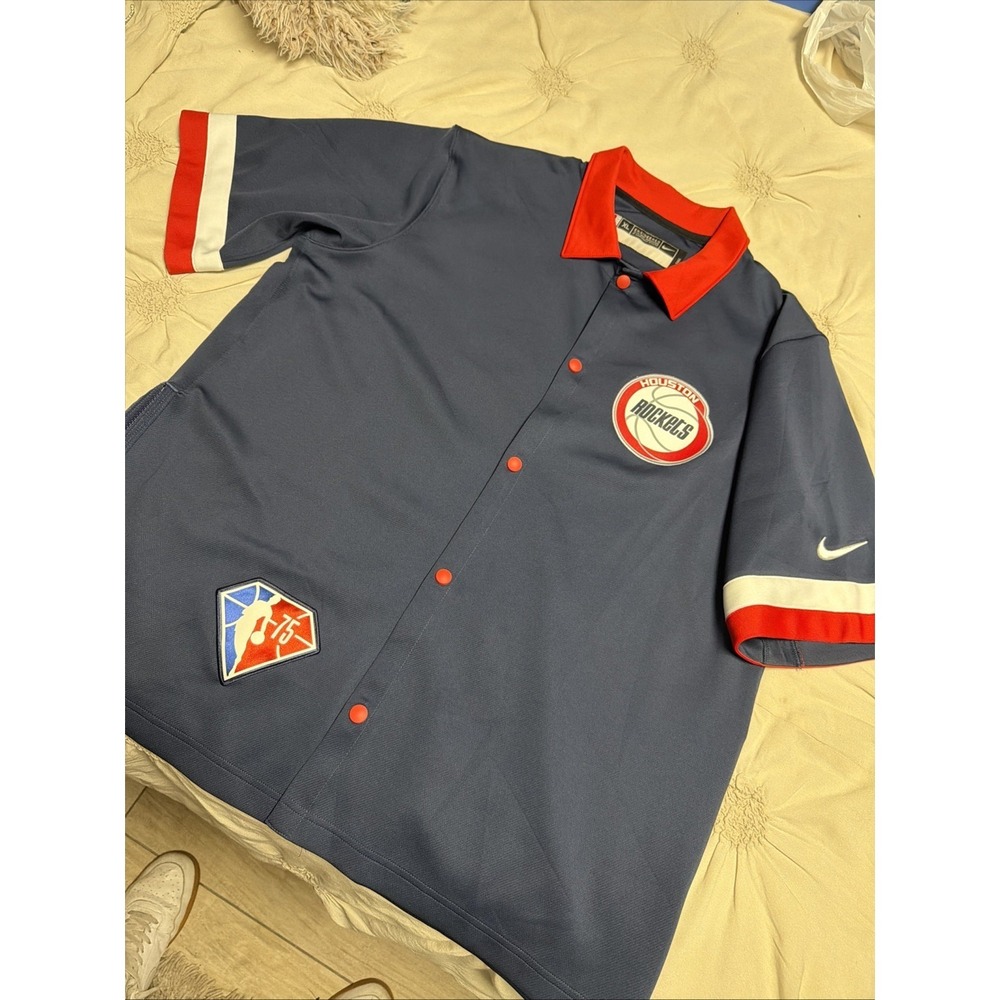 Nike Houston Rockets Shirt XL Tall NBA 75th Anniversary Authentic Button Up Blue